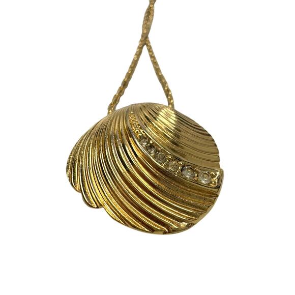 Christian Dior Seashell w Crystals Necklace - Vintage! - Picture 7 of 16